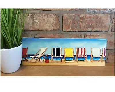 Deckchairs Rectangular 12  X 4   Ceramic Decorative Picture Tile TUP11002 • £19.95