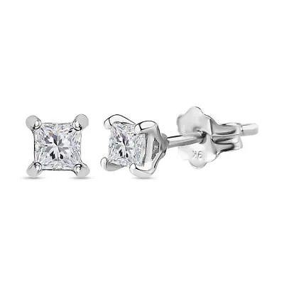 TJC Diamond Stud Earrings For Women In 9ct White Gold With Push Back • £137.99