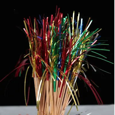 'Firework' Foil Multi Coloured Cocktail Sticks - Pk Of 24 -8  Drink Decorations • £3.49