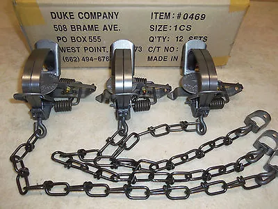 3 New Duke #1 Coil Spring Traps 0469 Raccoon Mink Muskrat Trapping Nuisance • $32.95