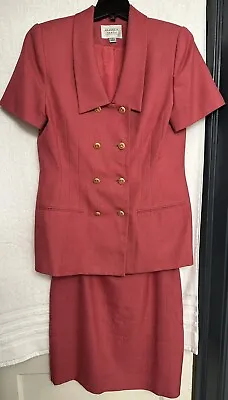 Amanda Smith Women’s Cranberry Gold Buttons Skirt Suit Size 14 • $20