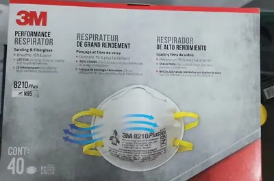 3M N95 Particulate Respirators 40/Dispenser 8210 PLUS (Pack Of 40) • $24.99