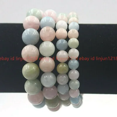 Natural 6/8/10/12mm Multicolor Morganite Round Gemstone Beads Bracelet 7.5  AAA+ • $2.74