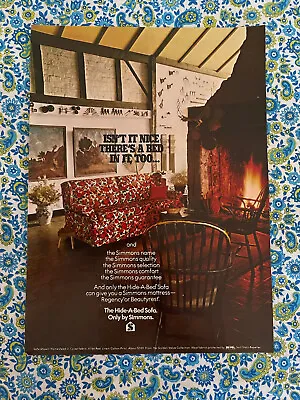 Vintage 1973 Simmons Hide A Bed Couch Print Ad Retro Furniture Sleeper Sofa • $5.90