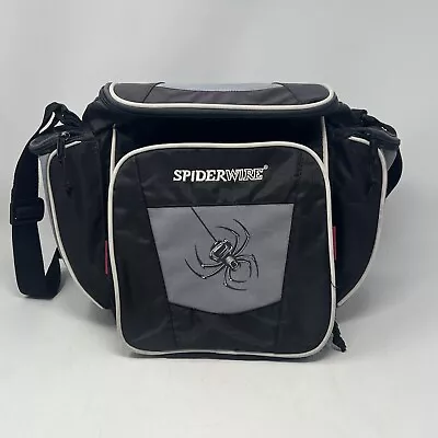 Spiderwire Vintage Large Fishing Tackle Bag Black & Gray Multi Pocket Fishermen • $14.99