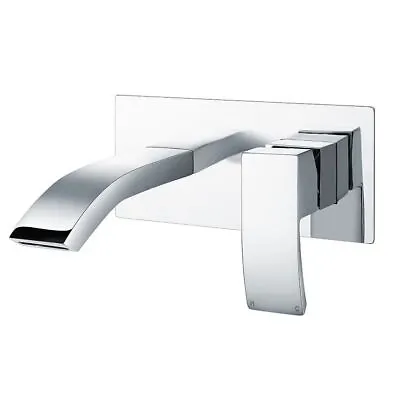 Bathroom Wall Mounted Waterfall Tap Bathtub Basin Sink Mixer Taps Chelsea Faucet • £59