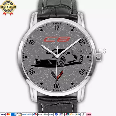 Chevrolet Corvette C8 Silhouette Logo CVT17 Quartz Watch Analog Men's Wristwatch • $38.99