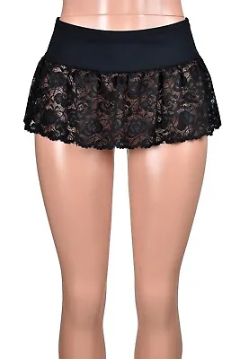 $32 • Buy Ruffled Black Lace Micro Mini Skirt XS S M L XL 2XL 3XL Plus Size Sheer Lingerie