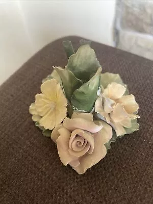 Vintage Capodimonte Porcelain Rose Flower Monte Rosa Italy • £5