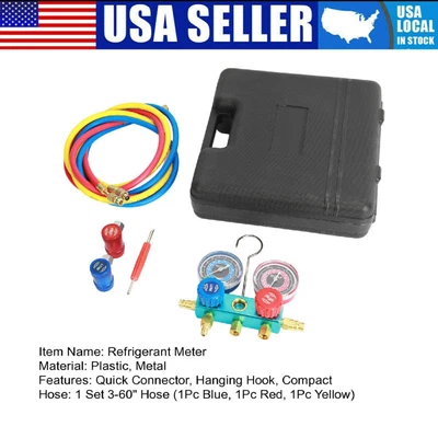 $75.99 • Buy AC A/C Manifold Gauge Set 3 Hoses Air Conditioner Quick Adapter W/Storage Case
