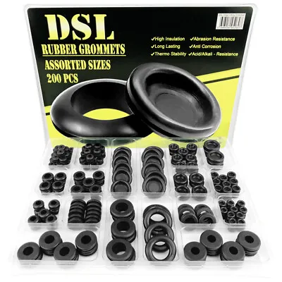 DSL 200PCs Rubber Grommets Blanking Open/Closed Blind Grommet Set Assorted Sizes • £9.99