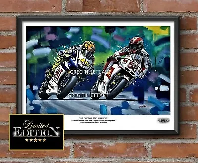 VALENTINO ROSSI MARCO SIMONCELLI Limited Edition Print By Greg Tillett MotoGP A3 • $43.50