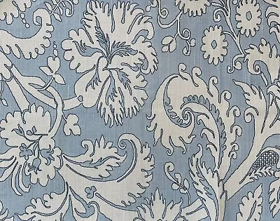 QUADRILLE Borghese  Sky Blue/Navy On White Linen/Cotton New Remnant • $30