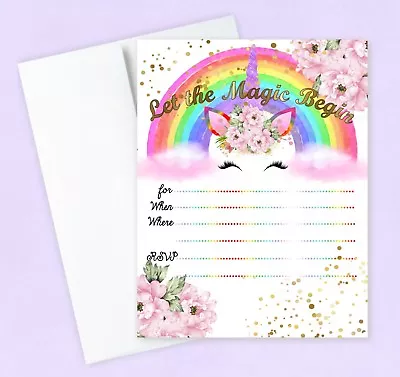 Unicorn Birthday Invitations Party Favors Baby Shower Slumber Party Qty 20 • $9.99