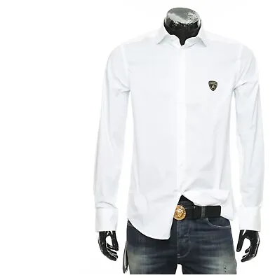 Lamborghini Shirt Man's Shirt White Black  52 100% Cotton New With Tag. • £29