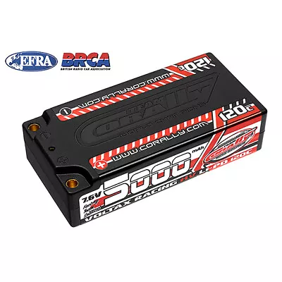 Corally Voltax 120C LiPo Hv Battery 5000 MAh 7.6V Shorty 2S 4mm Bullit C-49605 • £54.45