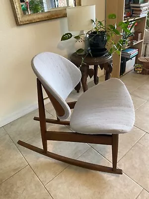 Vintage Modern 1960s Mid Century Kodawood Rocking Chair Walnut Bentwood Grey • $1095