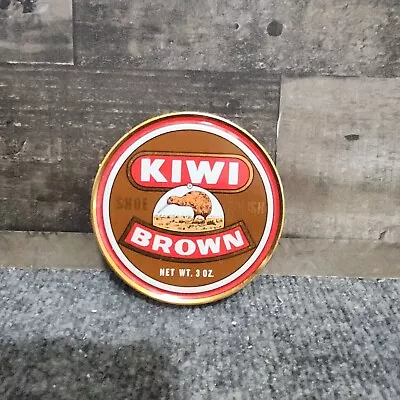 VTG Kiwi Brown Shoe Polish 3oz Collectible Advertising Tin Used About 1/2 Full • $8.99