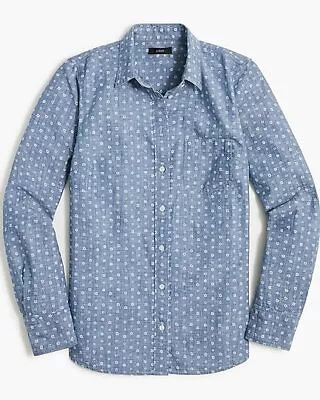 J Crew BO745 NWT Size XL Chambray Shirt In Signature Fit W/ Ditsy Floral Print • $29.99