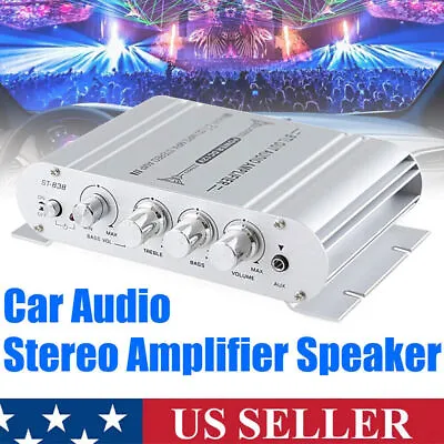 Mini HiFi Digital Stereo Audio 2 Channels Amplifier Power Amp DC 12V FM Car Home • $15.02