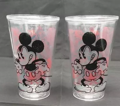 (2) Disney Store Mickey Mouse Drawing Red/Black Angry Mickey Tumblers No Lids • $29.95