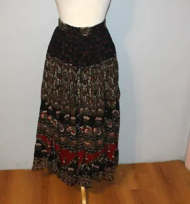 Vintage Bila One Size OSFM Long Full Boho Hippy Skirt Pull On Elastic Waist • $28