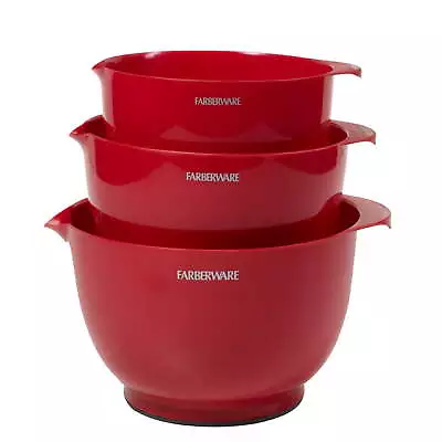 Classic Set Of 3 Plastic Mixing Bowls Red • $19