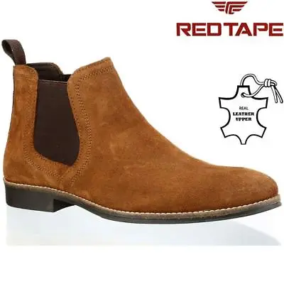 Mens Leather Chelsea Boots New Ankle Biker Smart Formal Desert Boots Shoes Size • £24.95