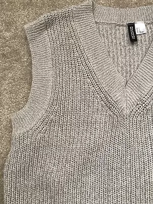 H&M Light Grey Knitted Tank Top Sleeveless Jumper S • £5