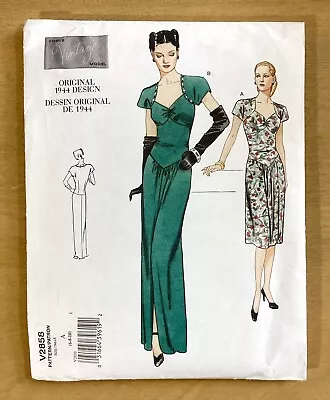 Reproduction 1940s Vintage Vogue 2858 Draped EVENING GOWN Dress Sewing Pattern • $16