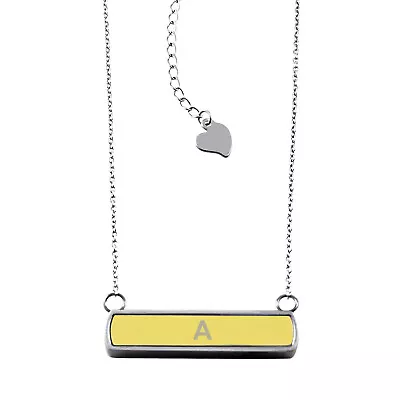 Stainless Steel Letter Initial Monogram Yellow Horizontal Bar Necklace  • $9