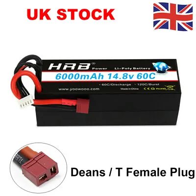 HRB 4S 6000mAh 14.8V 60C Deans T Hardcase LiPo Battery For RC Car Truck Buggy UK • £45.39