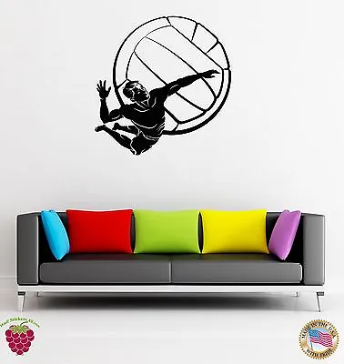 Wall Stickers Vinyl Volleyball Player Ball Sport Beach Living Room (z1641) • $29.99