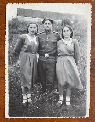Beautiful Military Guy In Uniform With Girls Tender Guy Gay Int Vintage Photo • £7.24