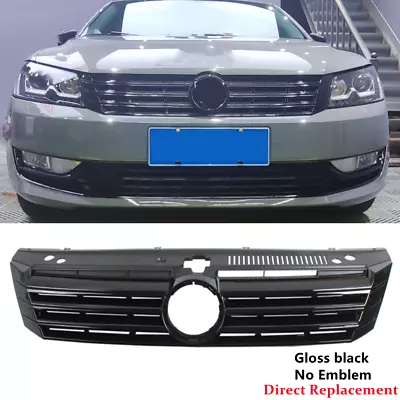 For 2012 2013 2014 2015 VW Passat Front Bumper Upper Grille Glossy Black Trim • $89.68