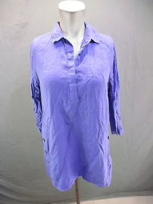 J.JILL Size XS Womens Lavender Linen Blend Collared Long Sleeve Shirt Dress 333 • $9.50