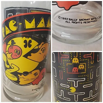 Vintage 80s Pac Man Glass Video Game Arcade 1982 Bally Midway Tumbler Ghosts  • $18.70