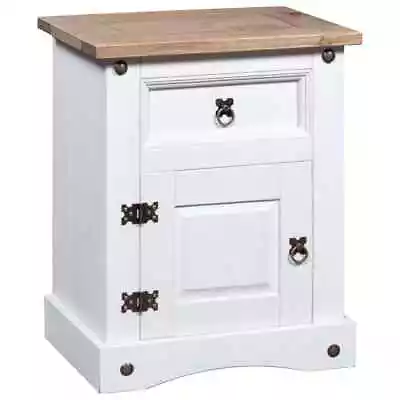 Bedside Cabinet Mexican Pine Corona Range White 20.9 X15.4 X26  VidaXL • $200.45