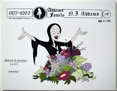 Addams Family Dead & Breakfast MODEL SHEET - MORTICIA W FLOWERS HB 1992 • $14.07