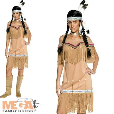 Red Indian Ladies Fancy Dress Native American Pocahontas Adult Wild West Costume • £36.99