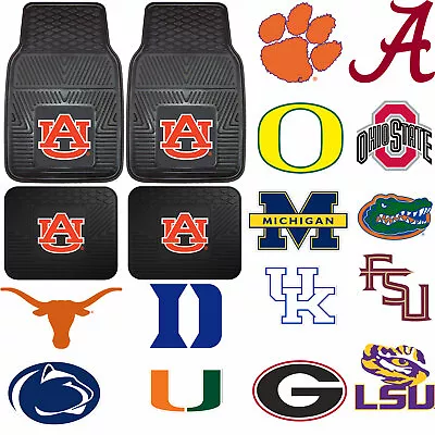 New NCAA Pick Your Team Front Rear Rubber Heavy Duty All Weather Floor Mats • $72.19
