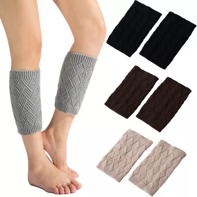 Women Knitted Boot Cuffs Toppers Short Socks Rhombus Crochet Leg Warmers MX021 • $11.97