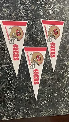 Lot Of 3 SAN FRANCISCO 49ERS 4X9 MINI PENNANT BANNERS RARE VINTAGE DESIGN • $5.79