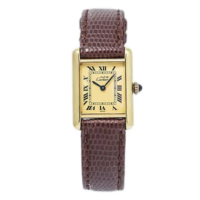 Cartier Tank Vintage 925 Gold Plated Roman Numeral Manual Watch 21x28mm • $1695