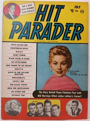 Hit Parader Magazine Back Issue July 1956 Mitzi Gaynor VG A • $14.99