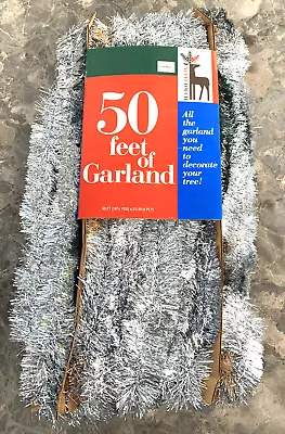 Vtg Velvet Touch Silver Tinsel Christmas Tree 50 Ft Flat Garland Metallic Shiny • $16.15