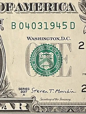 April 3 1945 : 04031945 $1 One Dollar Bill Fancy Serial Number Birthday Note • $29.99