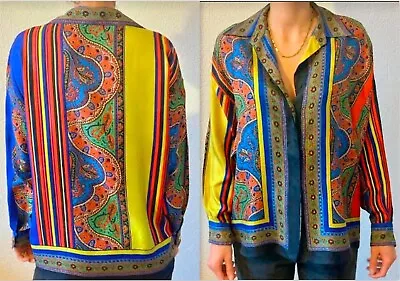 Gianni Versace Istante Jaipur Paisley Print Shirt. Rare Vintage 1990. Excellent. • $190