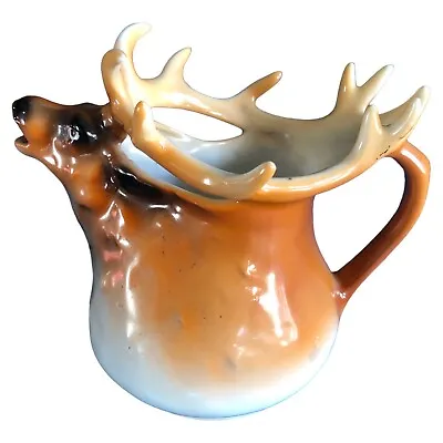 Royal Bayreuth Porcelain Elk 4 1/2 Inch Creamer Pitcher Early Blue Mark • $45