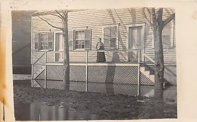 D10/ Hannibal Ohio Postcard Photo RPPC 1910 Monroe County Flood Disaster Woman • $20.29